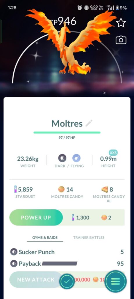 Finally got Shiny MOLTRES from daily incense 🥹💫✨