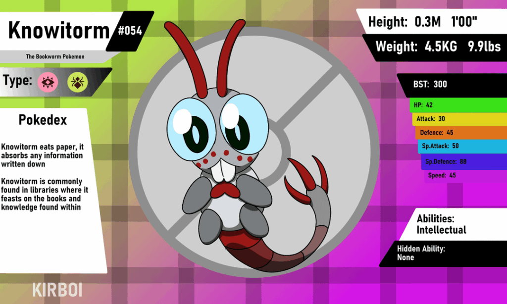 Bookworm 🤓 fakemon for my Irish region