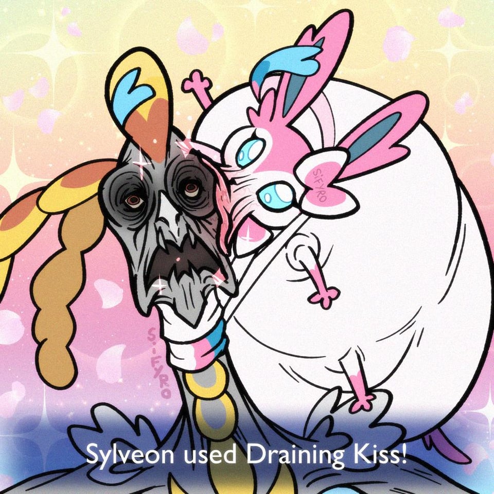 [OC] Drawing my Pokemon Champions experience: Kissing sound proof dragons, and piercing cannon tortoises with sun powered lizard.