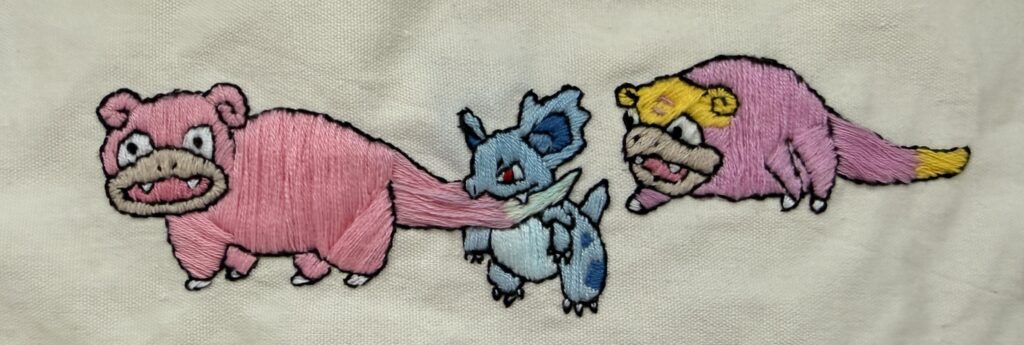 Slowpoke believes Nidorina’s tail is edible too