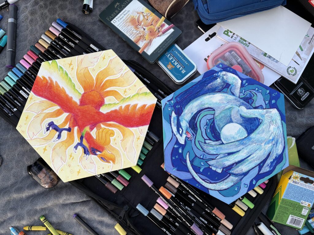 Me and my friend did artwork for each other :)