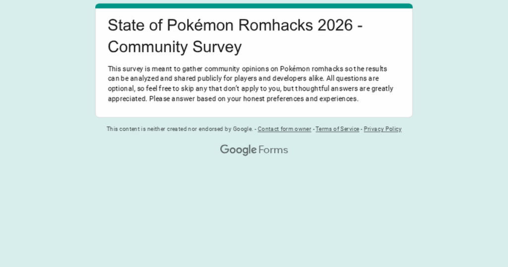 State of Pokémon Romhacks 2026 - Community Survey