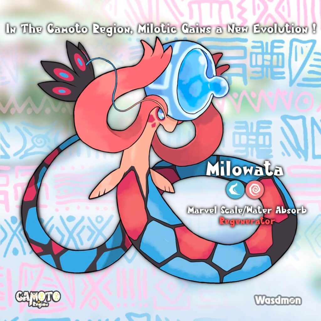 Did an evolution for Milotic based of some west African mythology. Featured in my African Pokémon Region, the Camoto Region