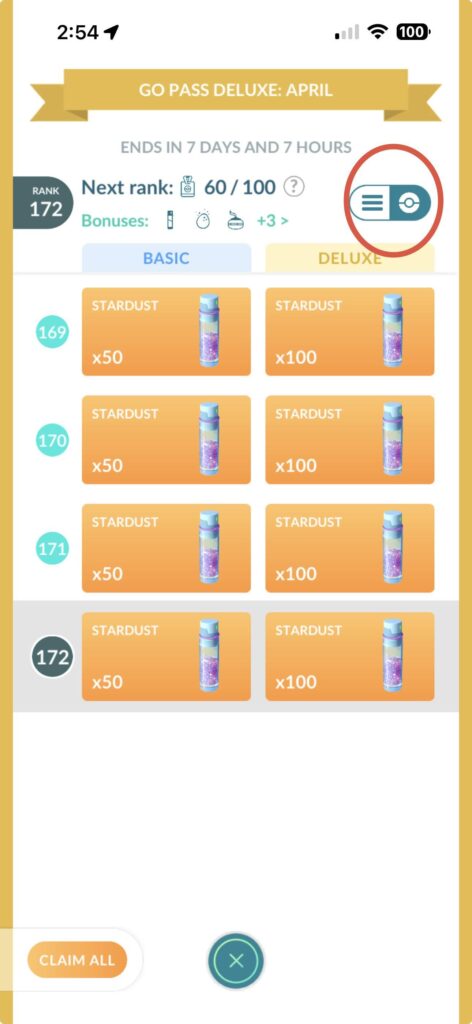 Claimable Rewards Toggle Button Added to Go Pass