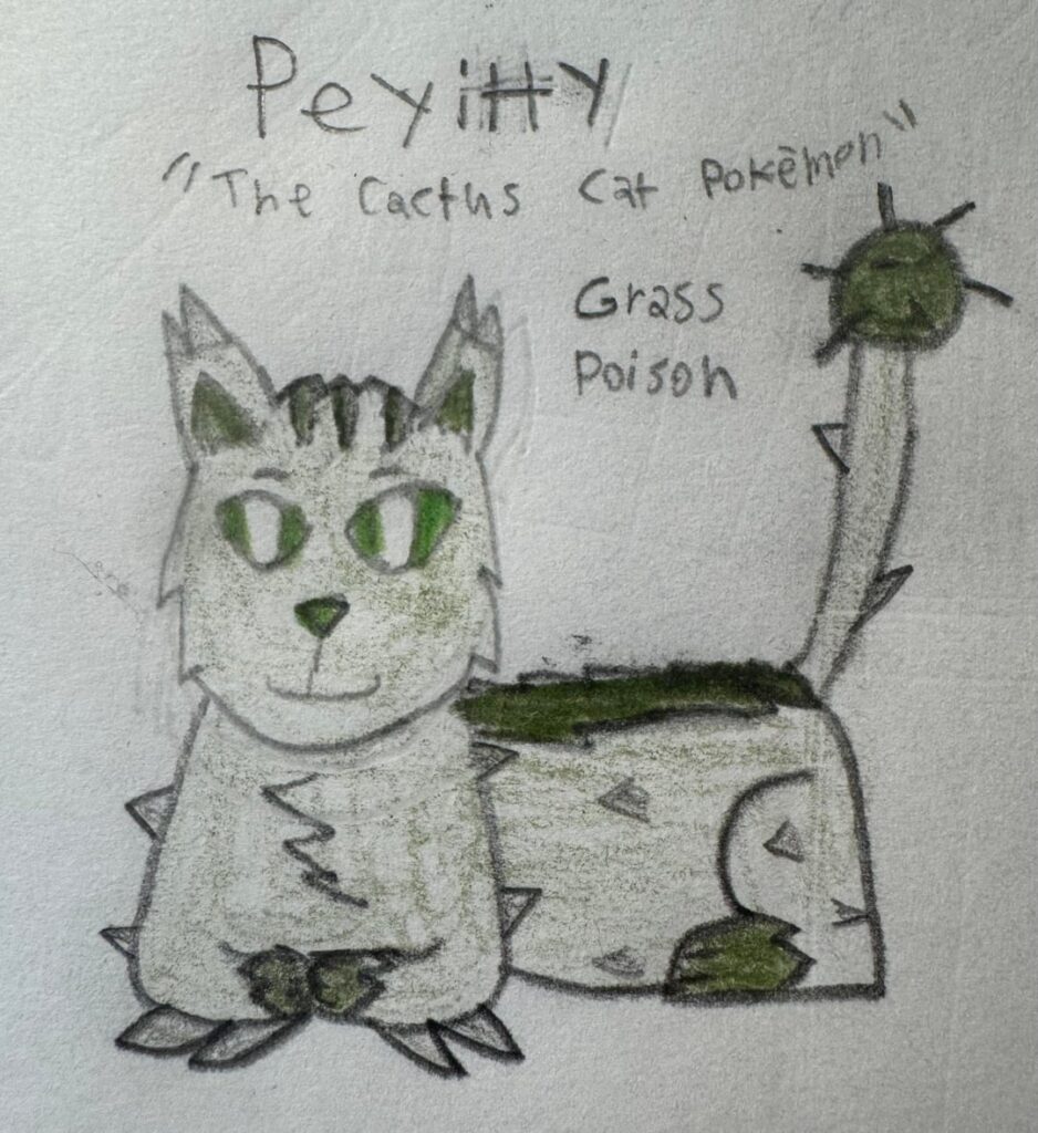 Here’s my Fakémon Line, based off of the fearsome critter, the Cactus Cat