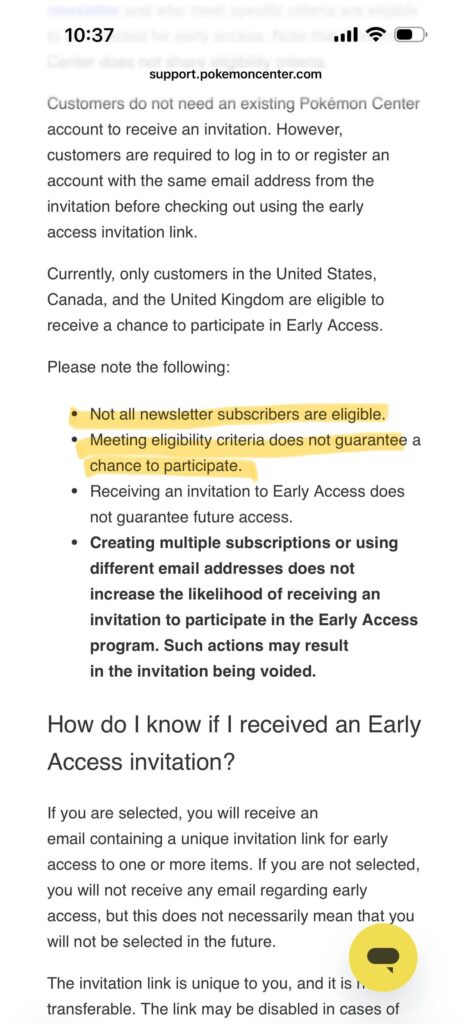 Pokemon Center - What are the eligibility criteria? Thoughts?