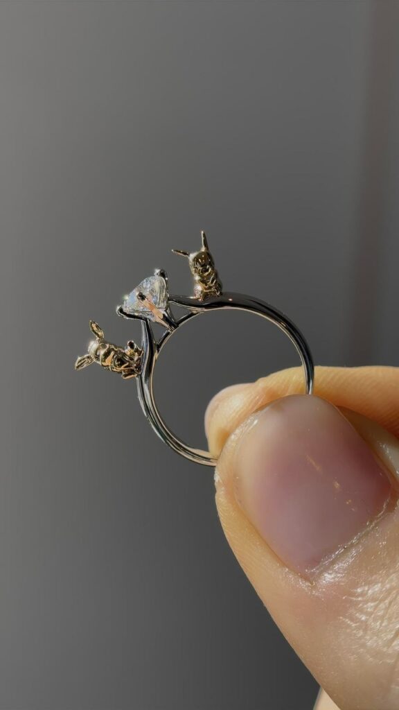 Eevee & Pikachu Engagement Ring we made