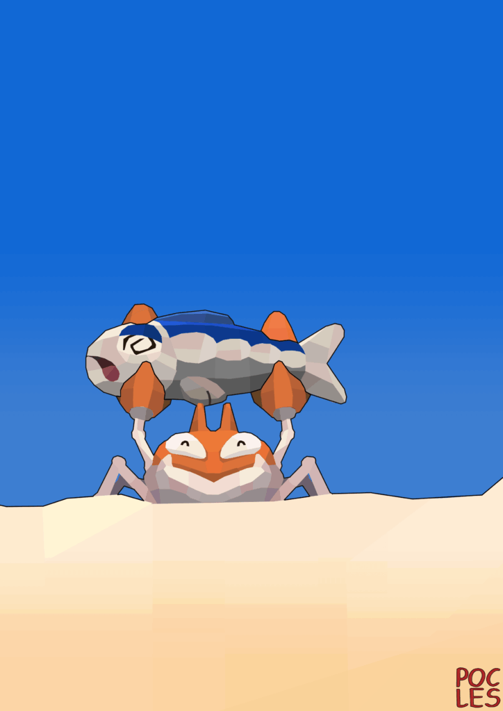 [OC] krabby caught a fish today! look how proud he is! :)
