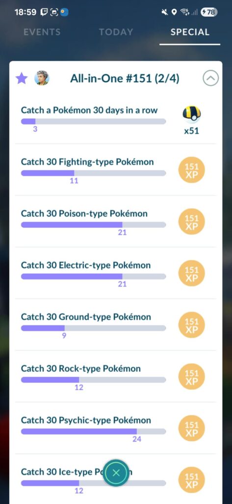 Started playing again since a few years, anyone knows about this task? Seems like some special task since i got to catch like every type 30 times😭😂