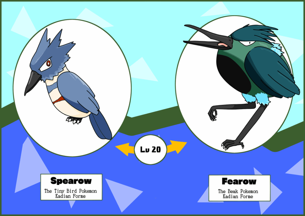 Unfamiliar Fearow! Kadia Dex #021 Kadian Spearow and #022 Kadian Fearow