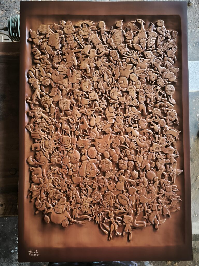 (OC) 151 First Gen Pokémon woodart finally finished! 280+ hours in the making