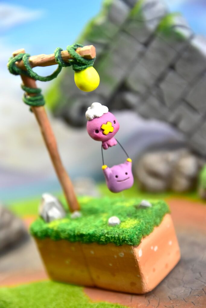 I made a 'floating' Drifloon+Ditto with polymer clay