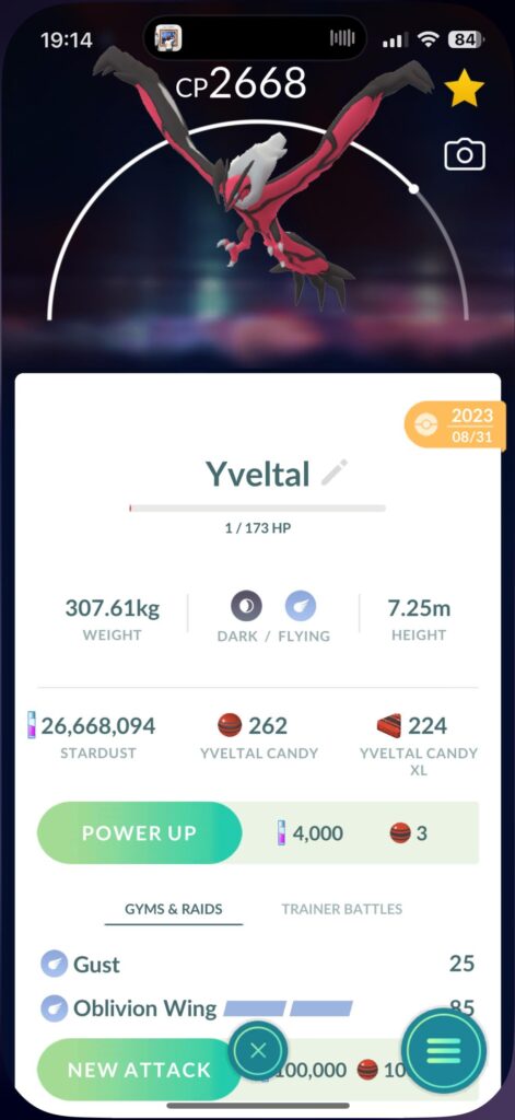 How did i get my yveltal to 1hp