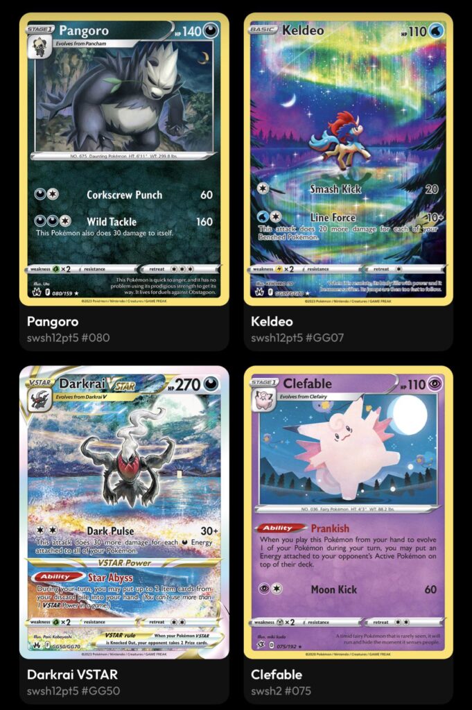 I’ve put together a collection of 403 Pokémon cards with a moon in the background 🌙