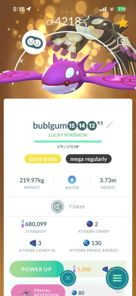rate my shiny Kyogre nickname 🙏