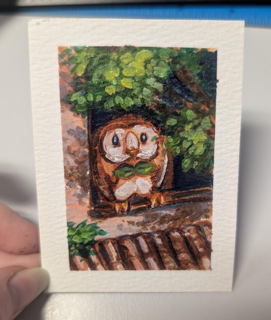 A Rowlet I painted in acrylic this week