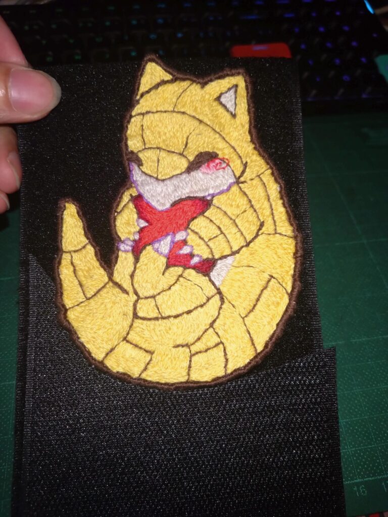 A cute little sandshrew i made after 58 hours of handembroidery!!!