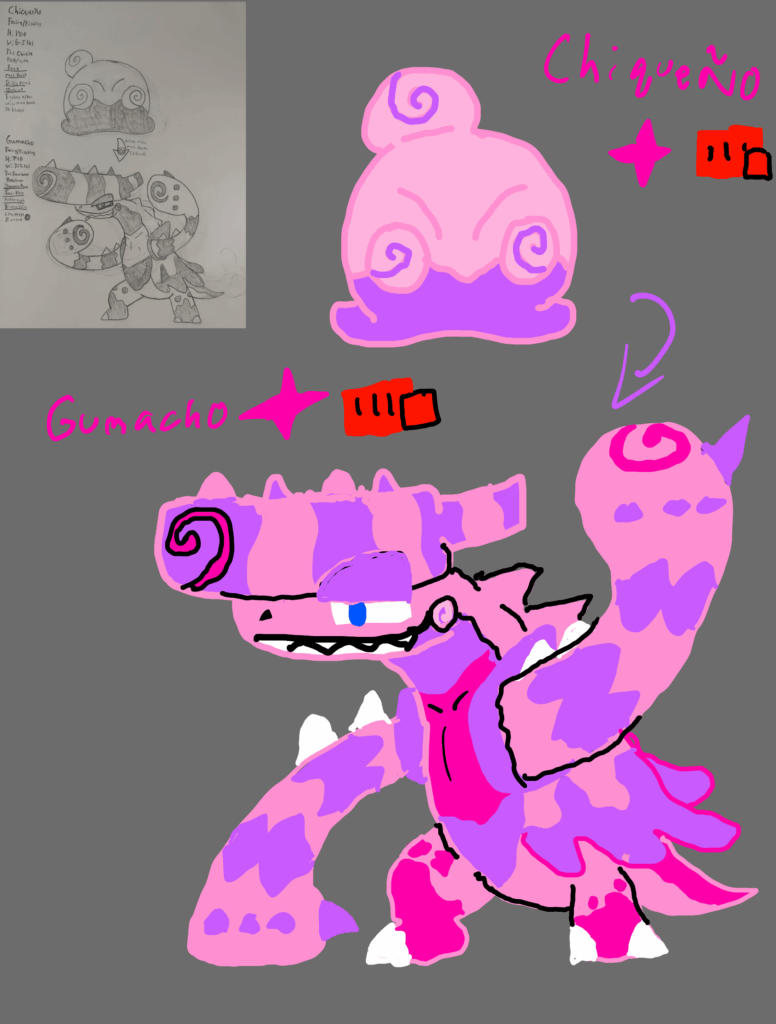 Coloring of my Fakemon: Chiqueño and Gumacho, that I did on Ibis Paint. Comments are appreciated!