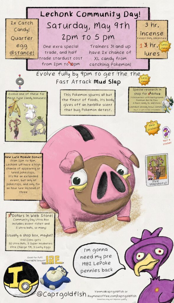 Lechonk Community day Saturday May 9th, 2-5pm