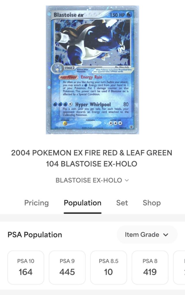 Pop 10 PSA 8.5 Blastoise EX FRLG