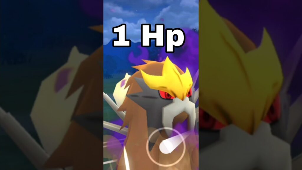 1.1 hp Shadow Shiny Entei vs grunt in Pokemon GO.