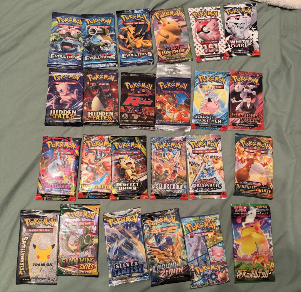 My booster pack collection through the years