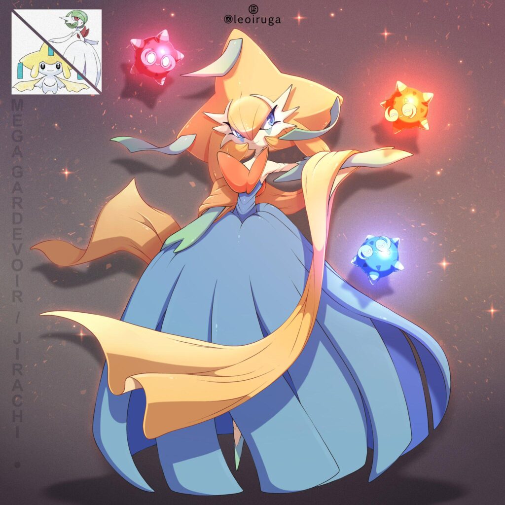 Mega Gardevoir x Jirachi Fusion (by @leoruiga)
