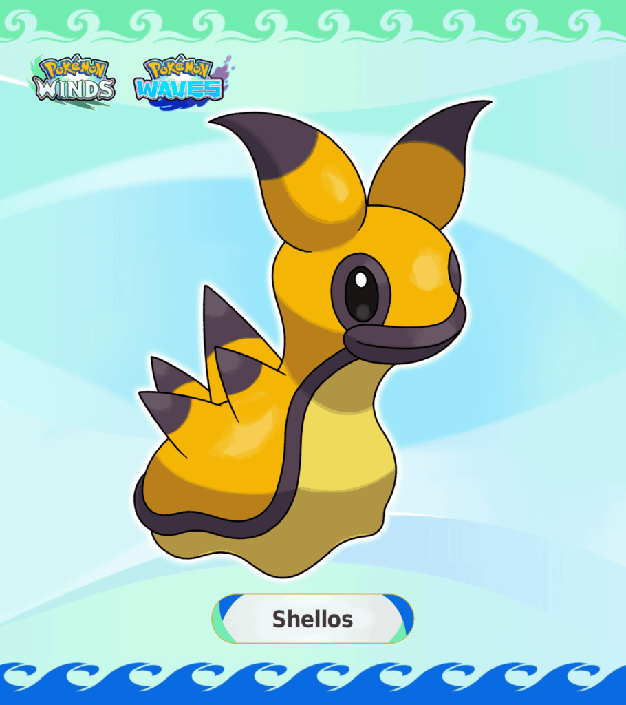 (OC) Concept for a Yellow Shellos in Pokemon Winds and Waves based on the Placida barackobamai and the Pokopia tease!