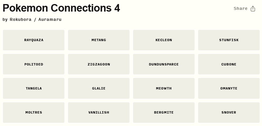Pokemon Connections Puzzle Day 4