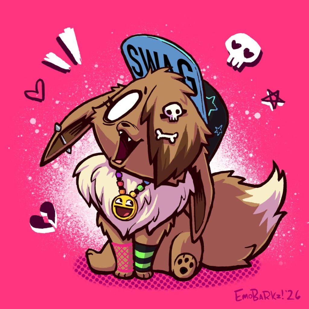 I drew all the eeveelutions but 2000’s scene/emo