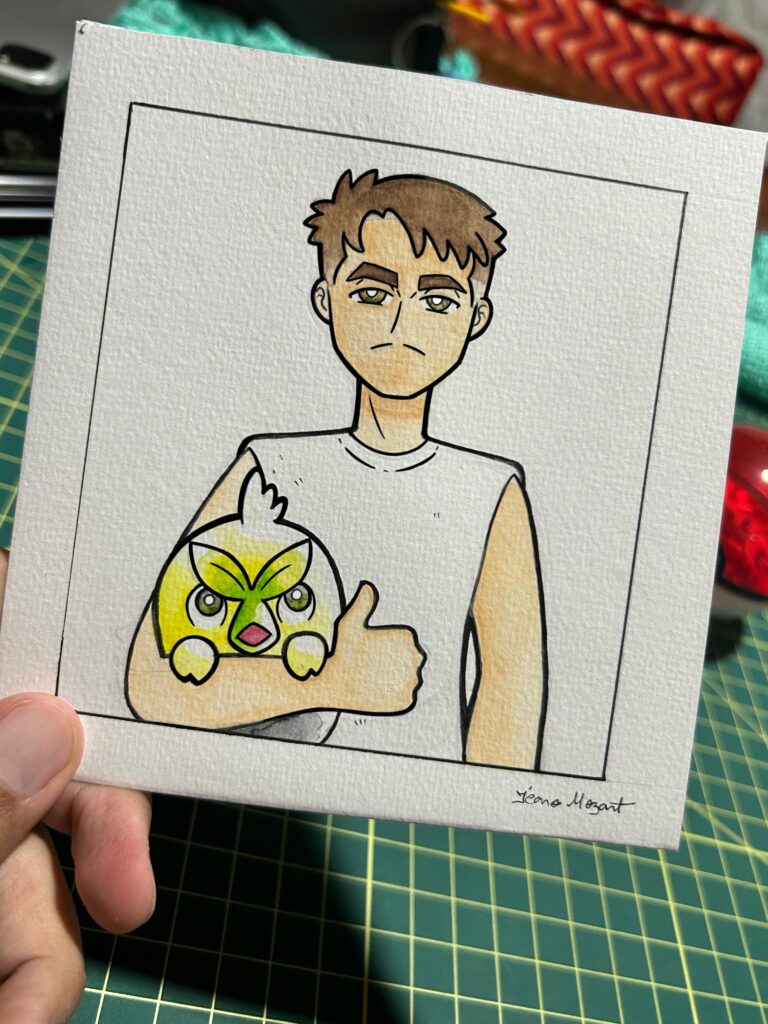 [OC] I drew my friend in watercolor style