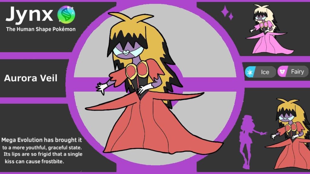 My first true attempt at a Fakemon in like… 3… 4 years…? Here’s Mega Jynx