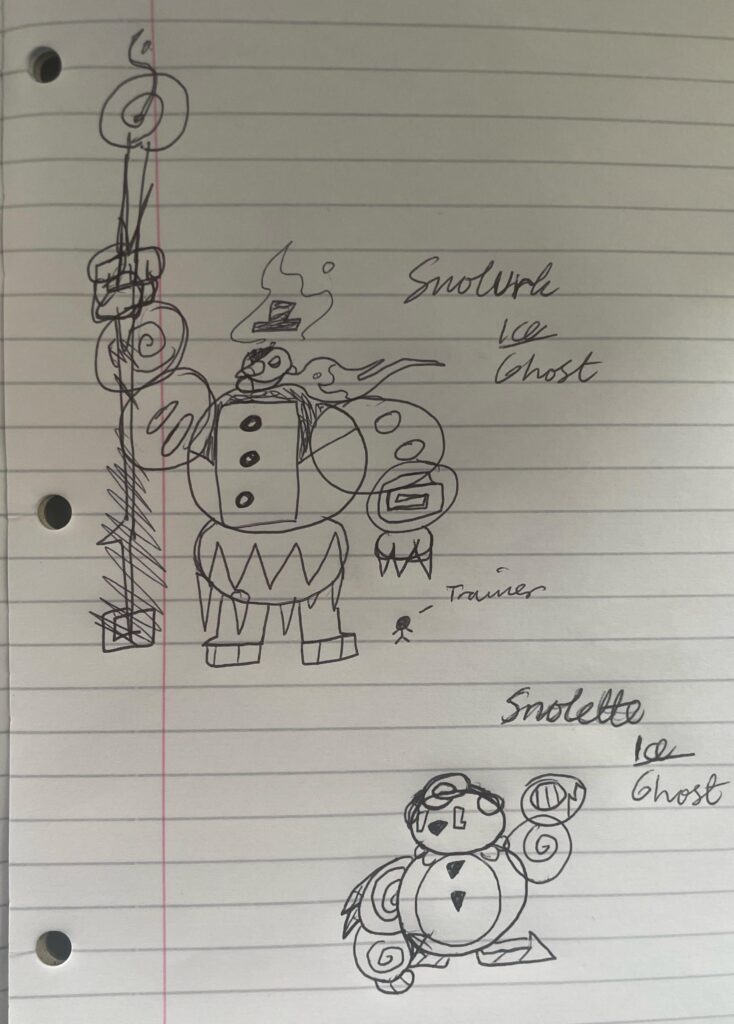 Snolette and Snolurk, ice/ghost type convergent forms for my favourite Pokémon