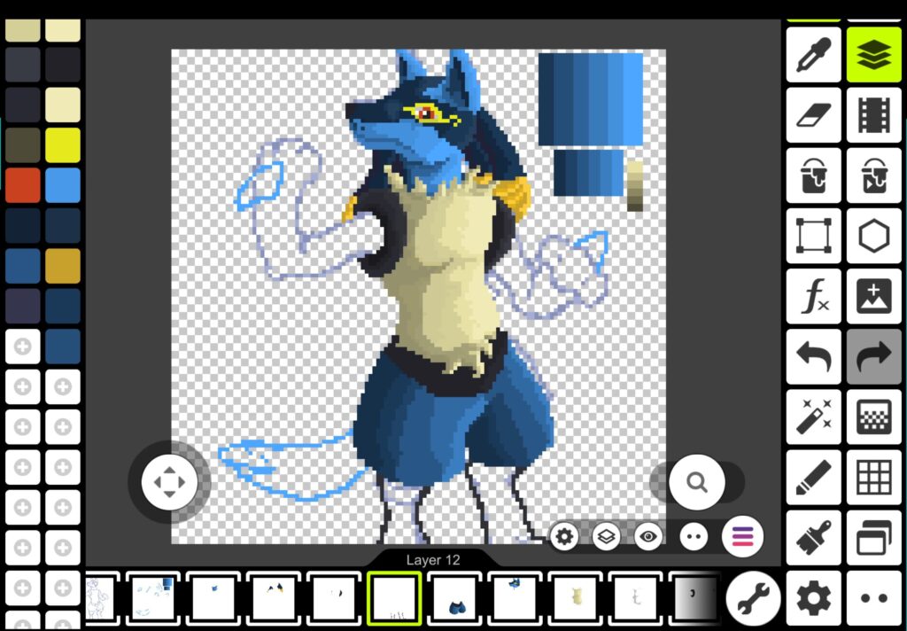 First time trying pixel art. Peep my Lucario. (WIP)