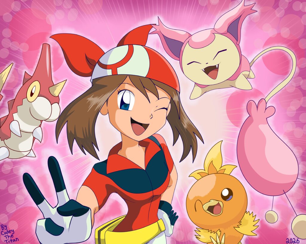[OC] Made Fan Art of May and her Pokemon for the Month of May.