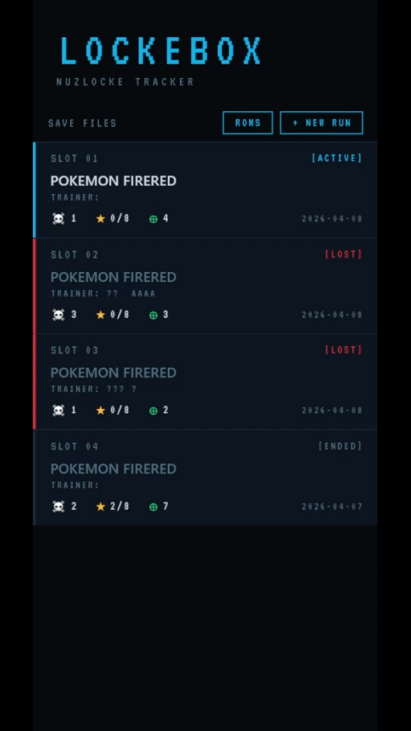 LockeBox Demo - Nuzlocke Tracker & Emulator