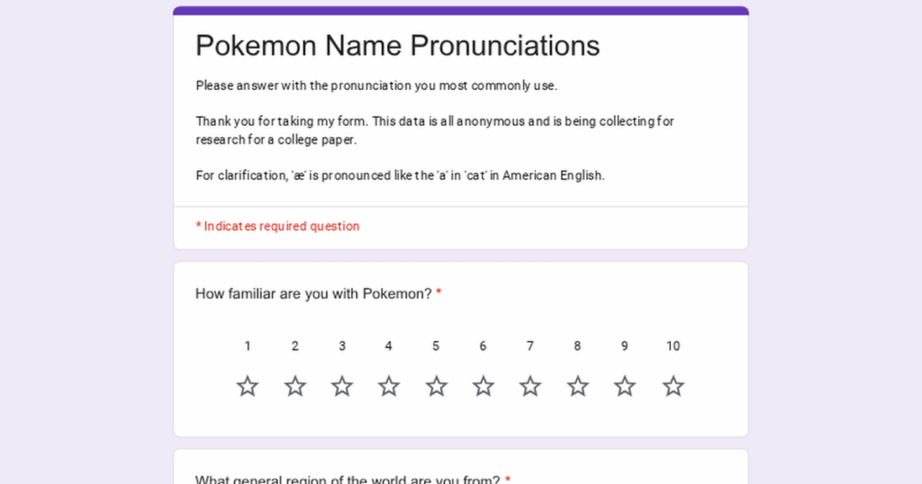 Pokémon Name Pronunciation Survey