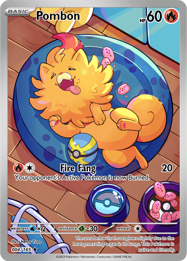 I loved Pombon when it was announced earlier this year! So I decided to make fan art of it and turn it into a Pokémon TCG card!