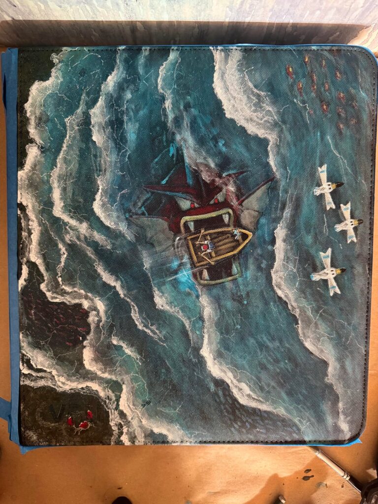 Gyarados Binder art 😼 with fluorescent and phosphorescent pigments ☝🏻🥸 [OC]