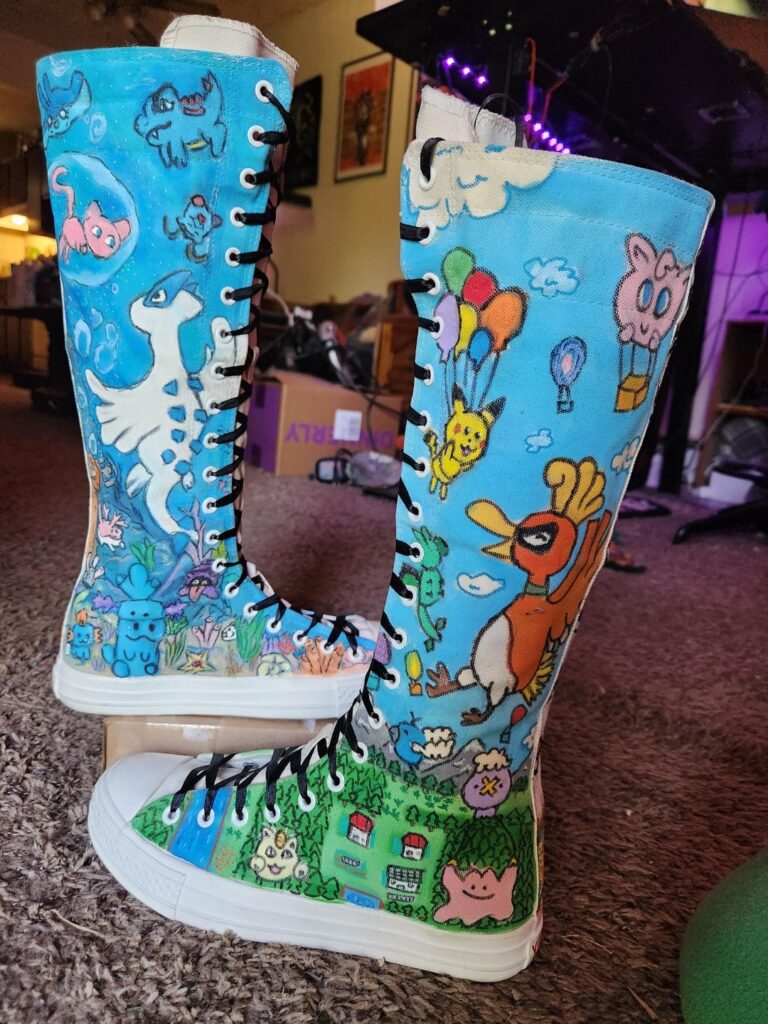 Silver/gold pokemon themed knee highs (OC)