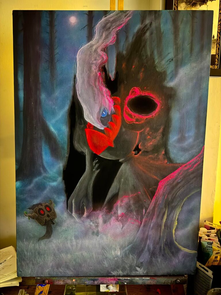 Darkrai art 😼 on canvas [OC] UV glow