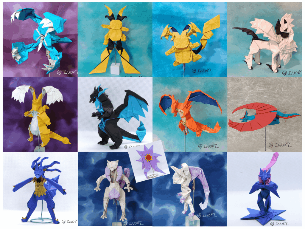 Origami Pokemon Mega Evolutions designed & folded by ino87（OC, I made this）