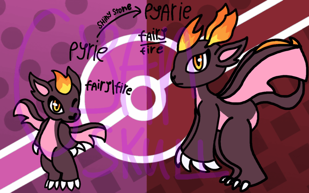 My fairy/fire fakemon based on dragons and willow wisps! :D
