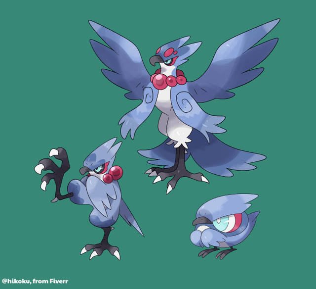 New Regional Bird line for Pokémon: Erebos Zenith! Asklet / Kestrike / Monastalon
