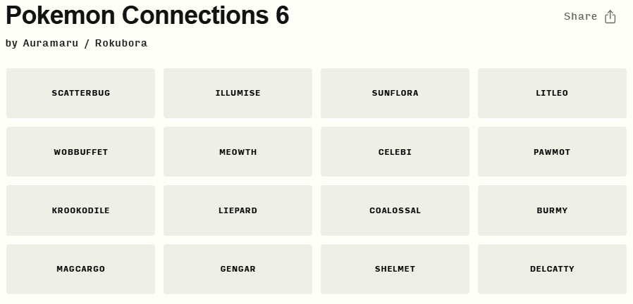 Pokemon Connections Day 6