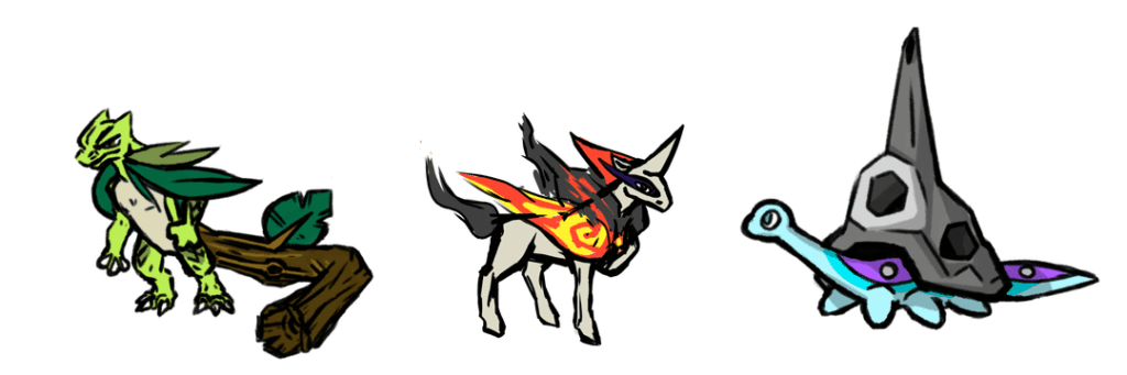 My first and third stage starter pokemon.(Still in progress)