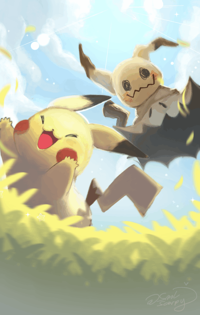 [OC] Pikachu and Mimikyu fanart (my art btw)