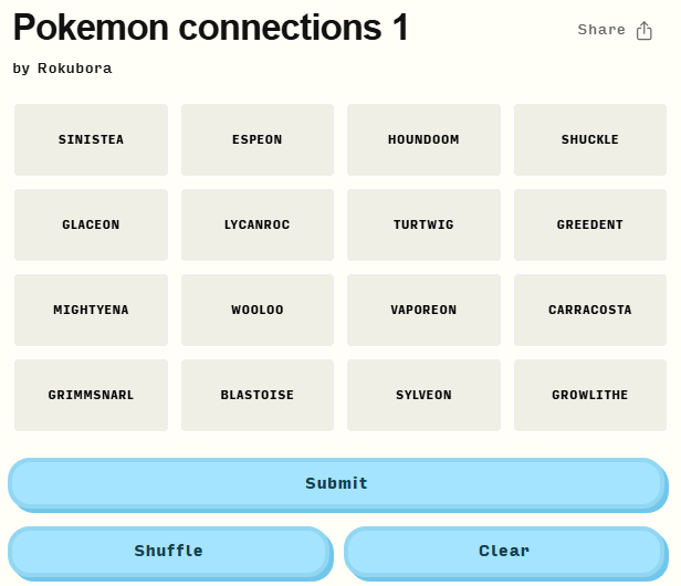 Connections but it's all Pokemon