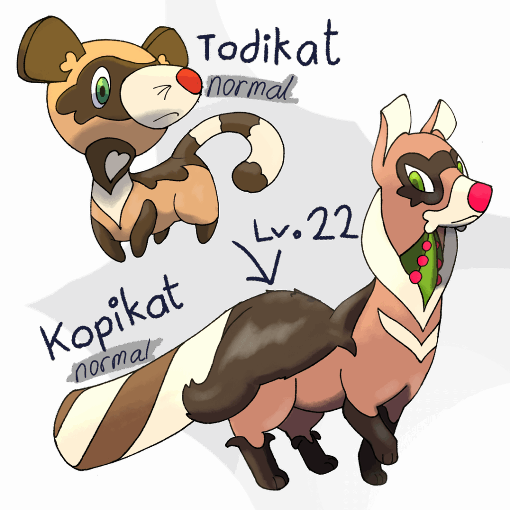 Todikat and Kopikat- coffee civet fakemon