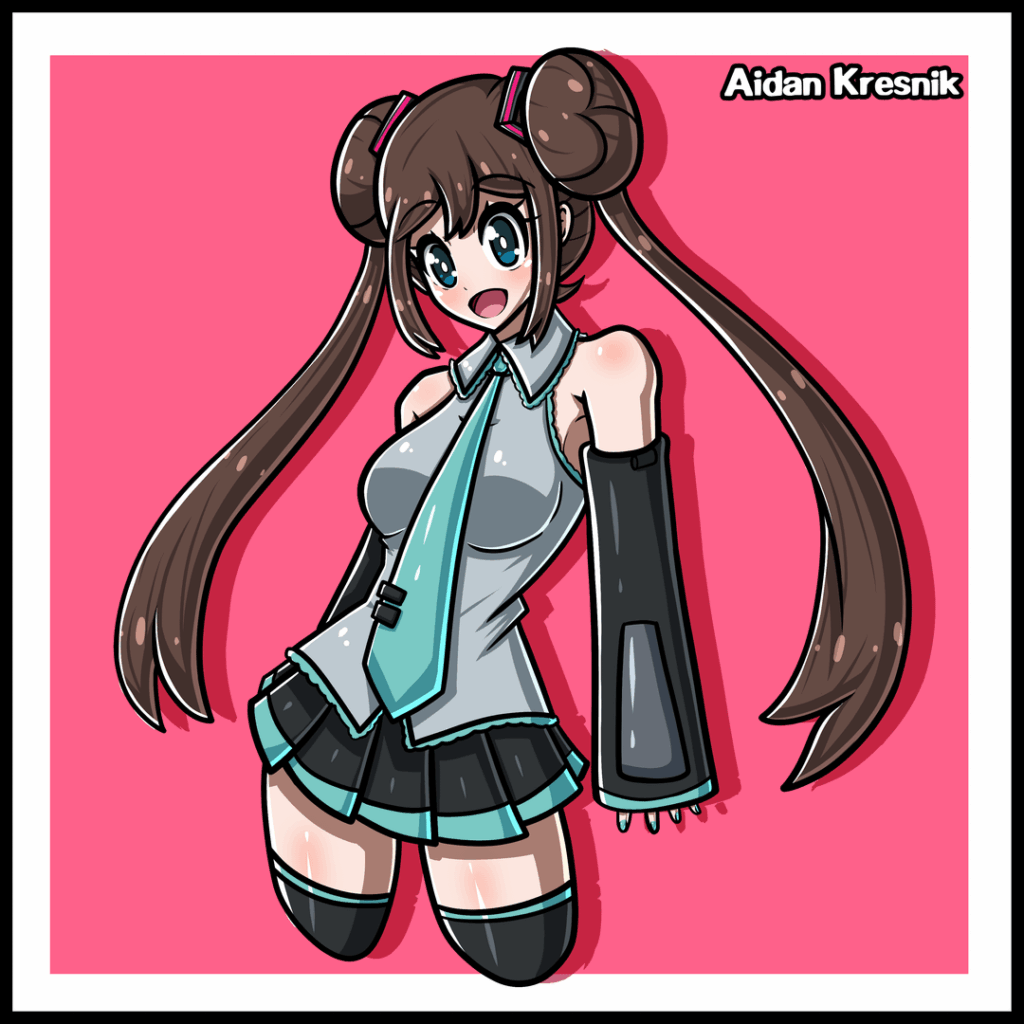 [OC] Rosa dressed as Hatsune Miku for a friend's birthday!